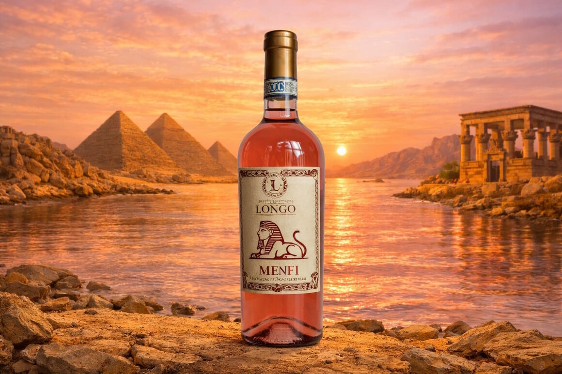 Calice di vino rosato su terrazza con luce al tramonto